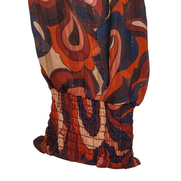 Haver London retro-inspired long-sleeved blouse with a tie neck,L gathered cuffs - Picture 6 of 10